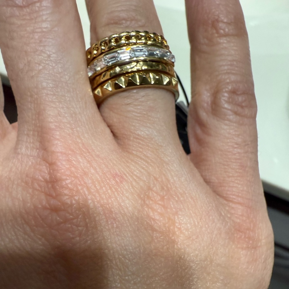 Gold and Stone Stacked Rings from BCBG